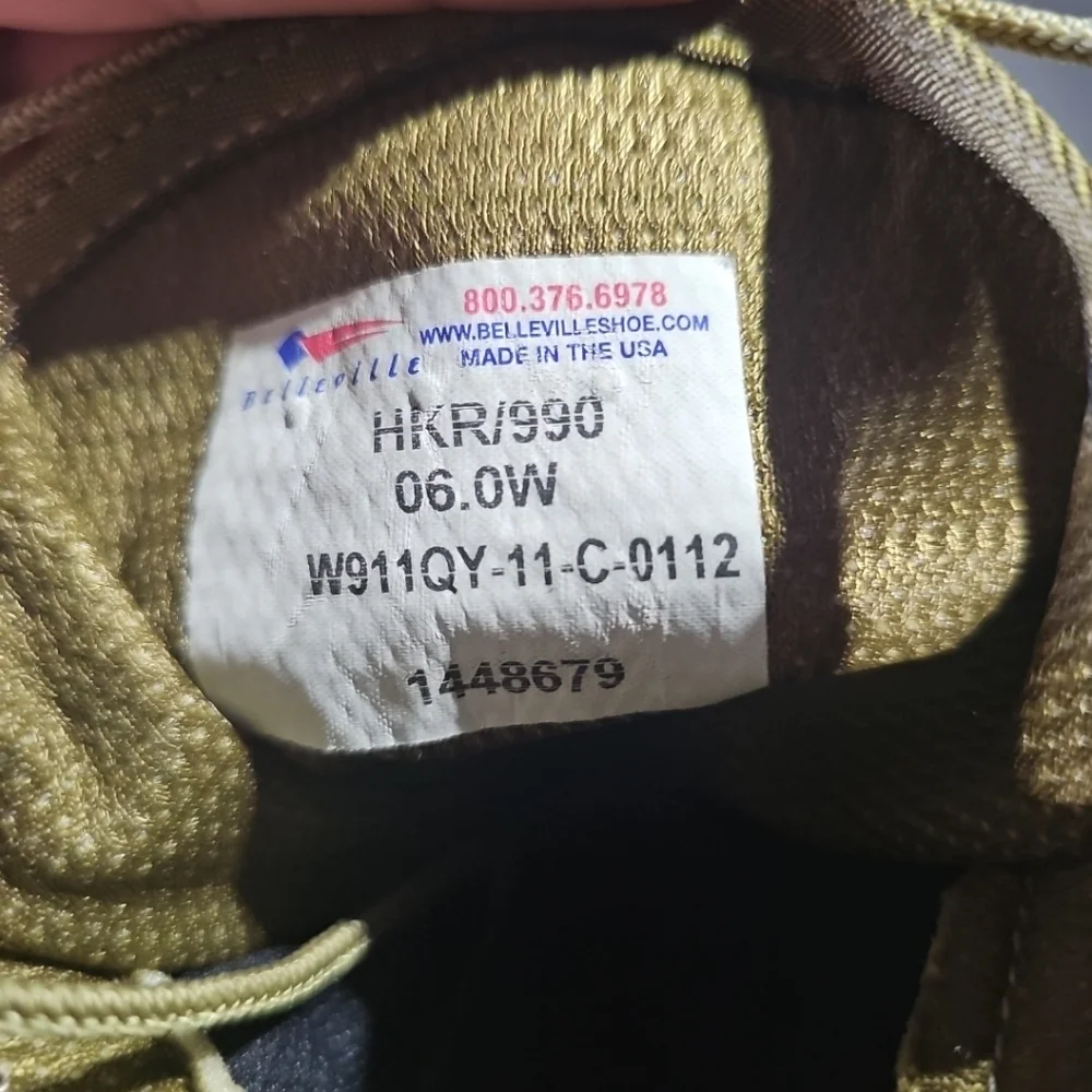 BELLEVILLE HKR/990‎ Size 6.0W Military Boots Tan Vibram Sole Excellent PreOwned